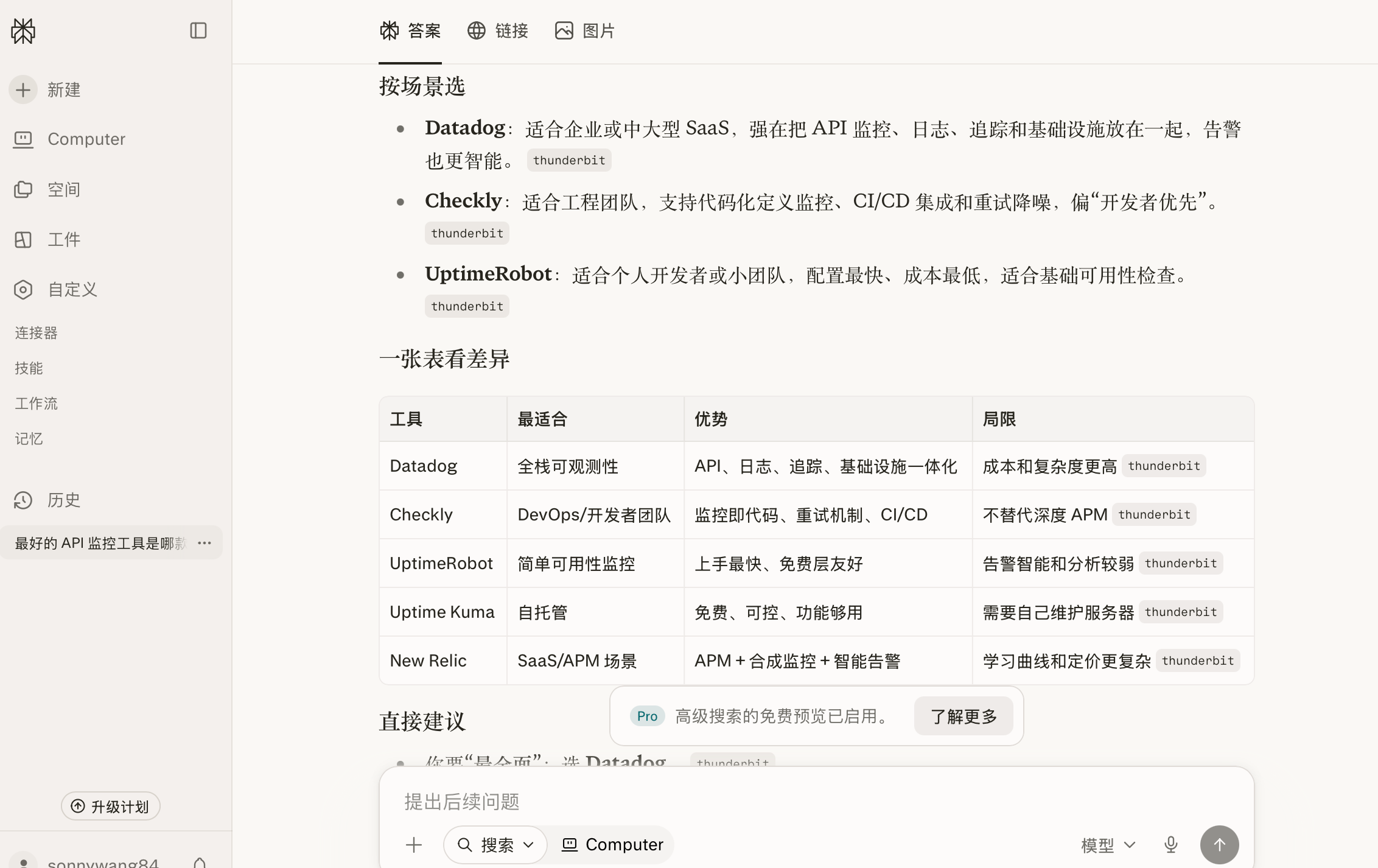 Perplexity 搜索最好的 API 监控工具 客户品牌未出现